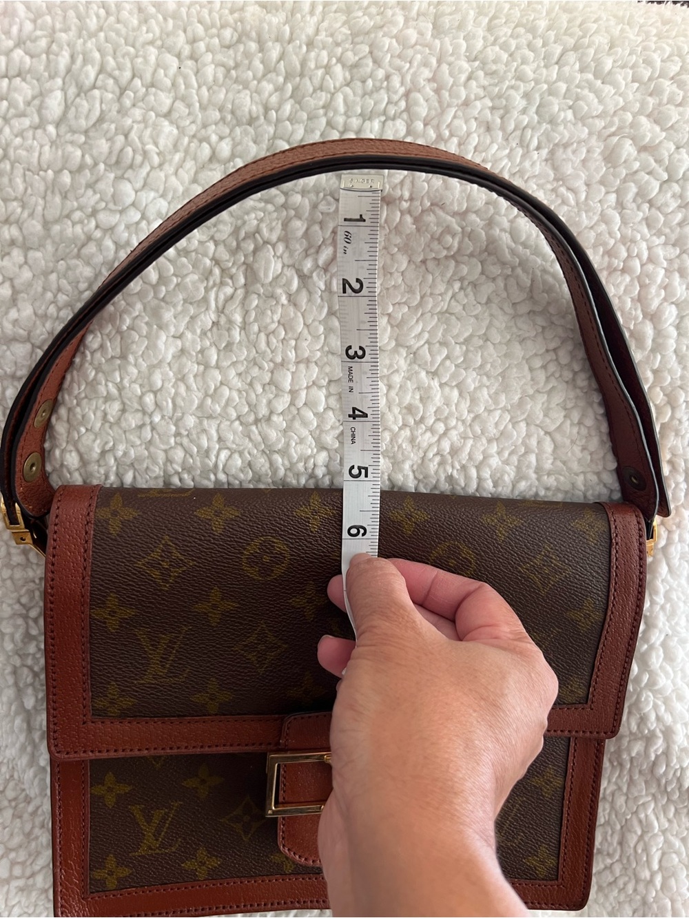 LOUIS VUITTON Sac Dauphine Shoulder Bag vintage Brown Monogram Canvas w/ COA - Picture 9 of 17